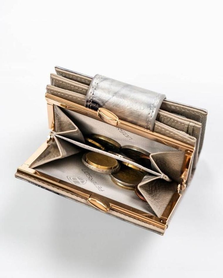 Portfel, srebrno-niebieski, skórzany, RFID, Peterson