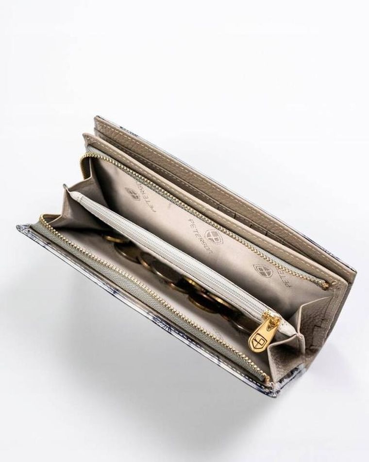 Portfel, srebrno-niebieski, skórzany, RFID, Peterson