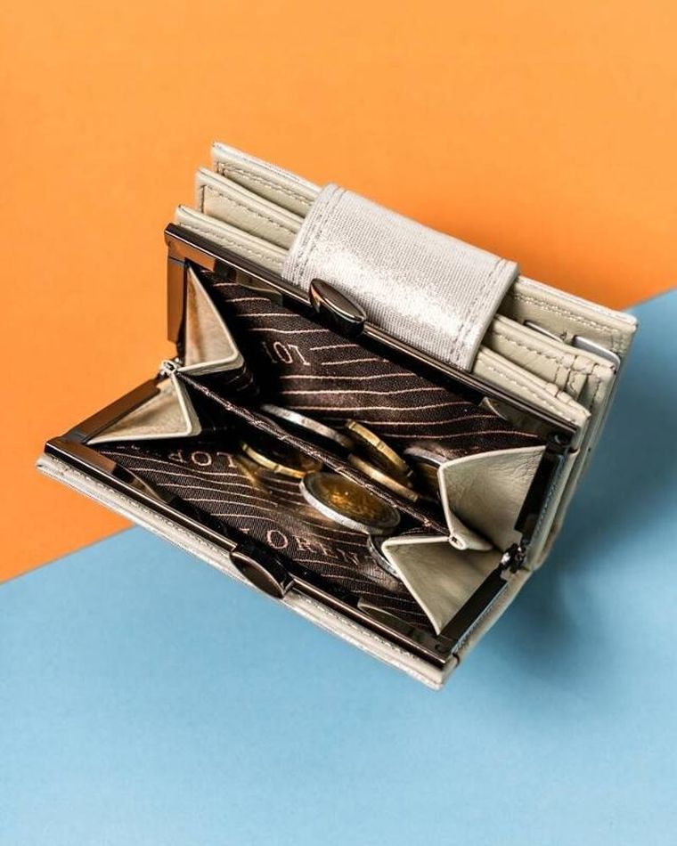 Portfel, srebrny, skórzany, Lorenti