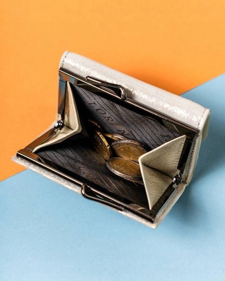 Portfel, srebrny, skórzany, RFID, Lorenti