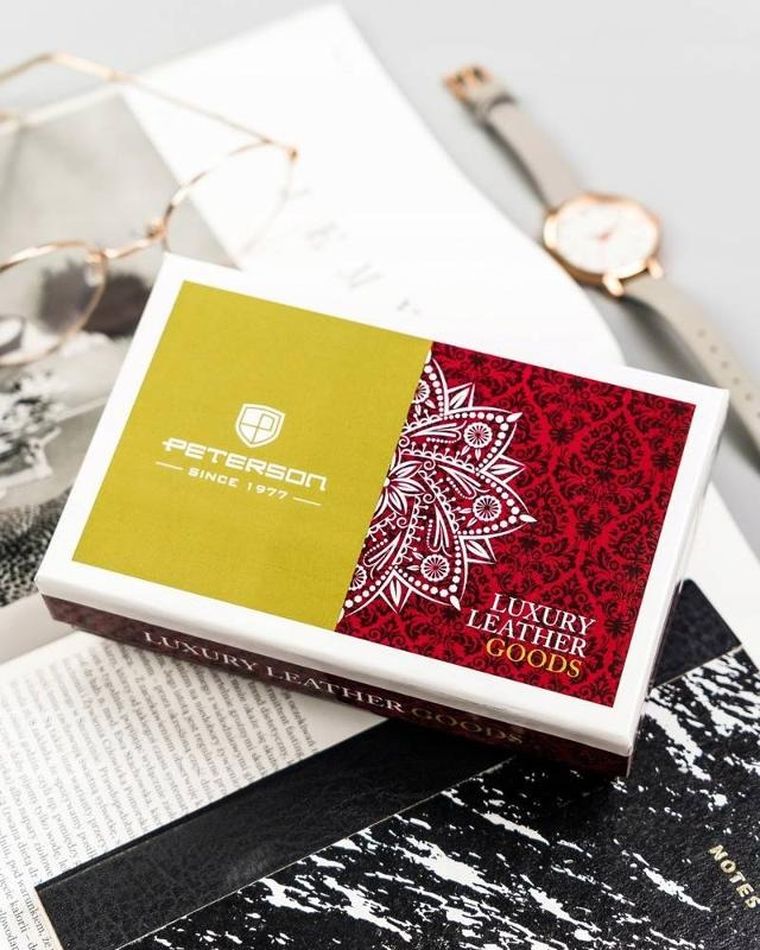 Portfel, szary, holograficzny, skórzany, Peterson