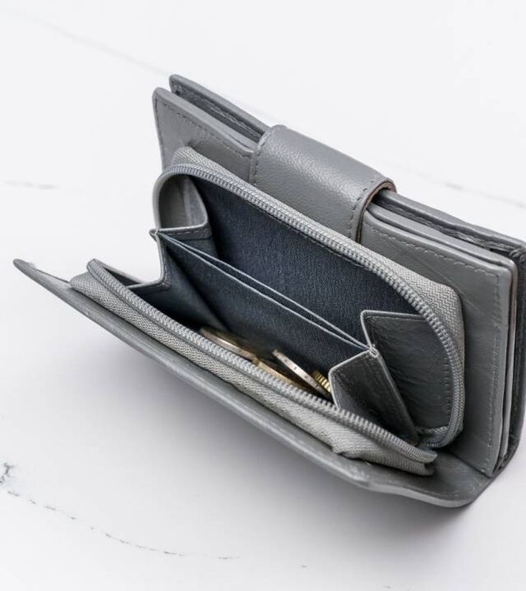 Portfel, szary, skórzany, 4U Cavaldi
