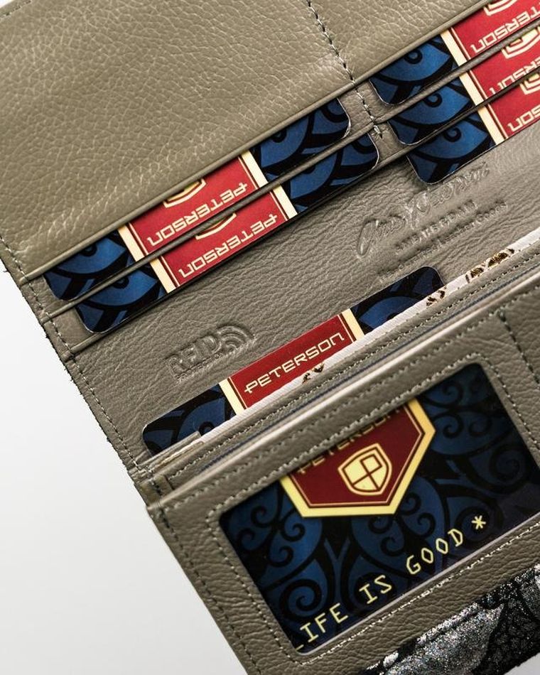 Portfel, szary, skórzany, Peterson