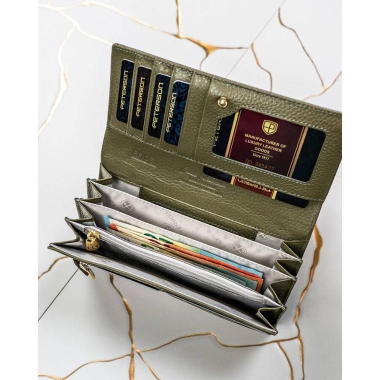 Portfel, szary, skórzany, Peterson