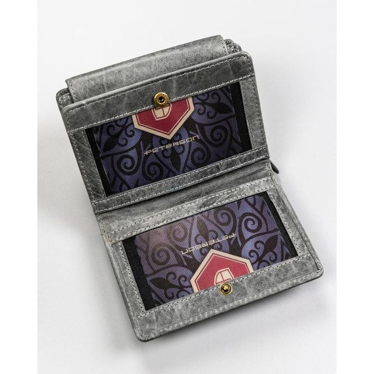 Portfel, szary, skórzany, Peterson
