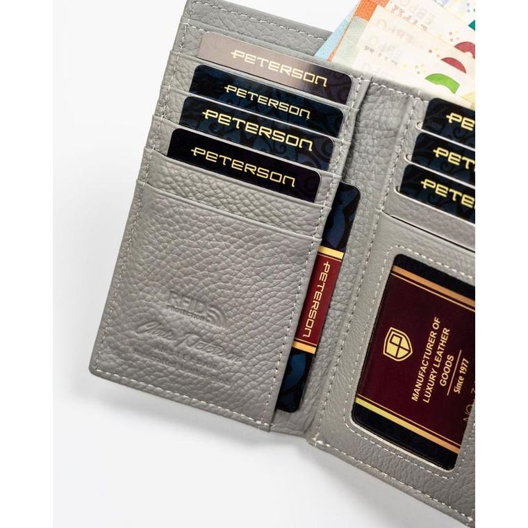 Portfel, szary, skórzany, Peterson