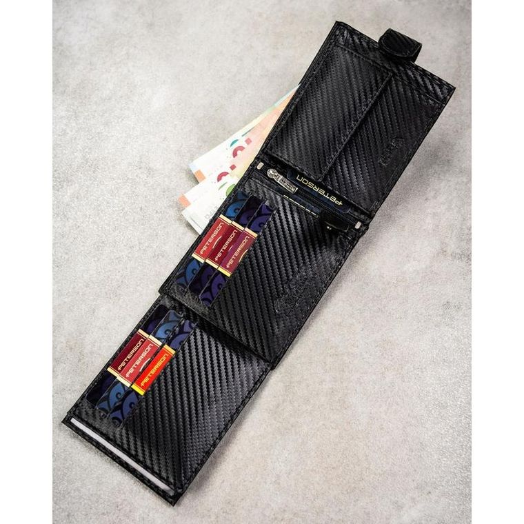 Portfel z brelokiem, czarny, skórzany, Peterson