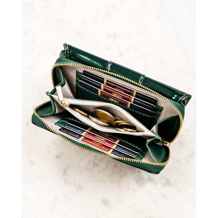 Portfel, zielony, skóra ekologiczna, Peterson