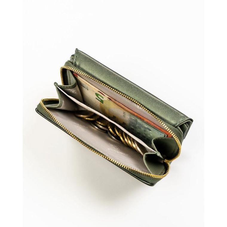 Portfel, zielony, skóra ekologiczna, RFID, Peterson