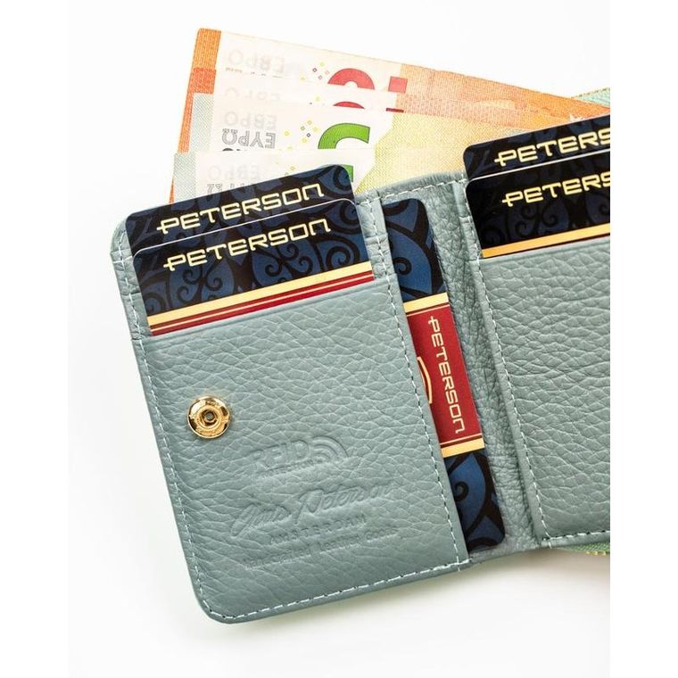 Portfel, zielony, skóra naturalna i ekologiczna, Peterson