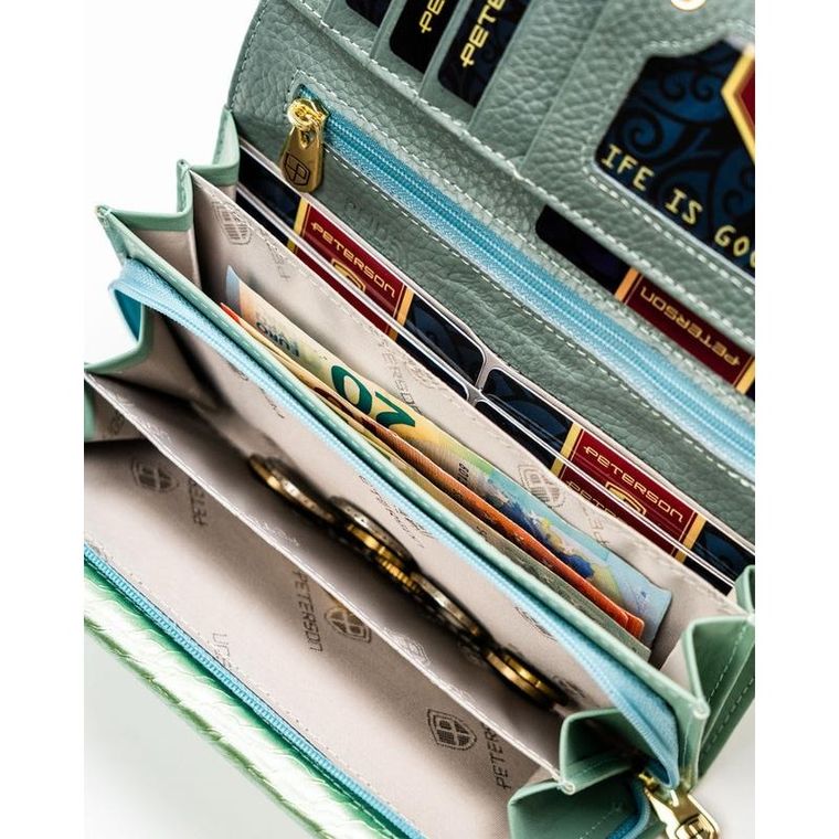 Portfel, zielony, skóra naturalna i ekologiczna, Peterson