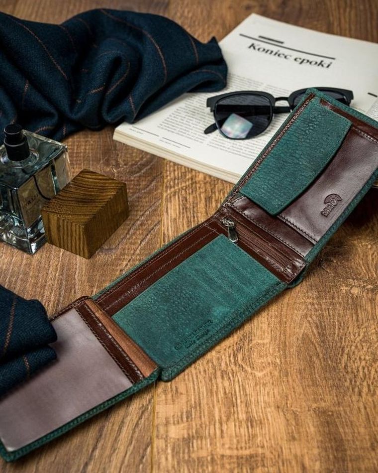 Portfel, zielony, skórzany, Forever Young