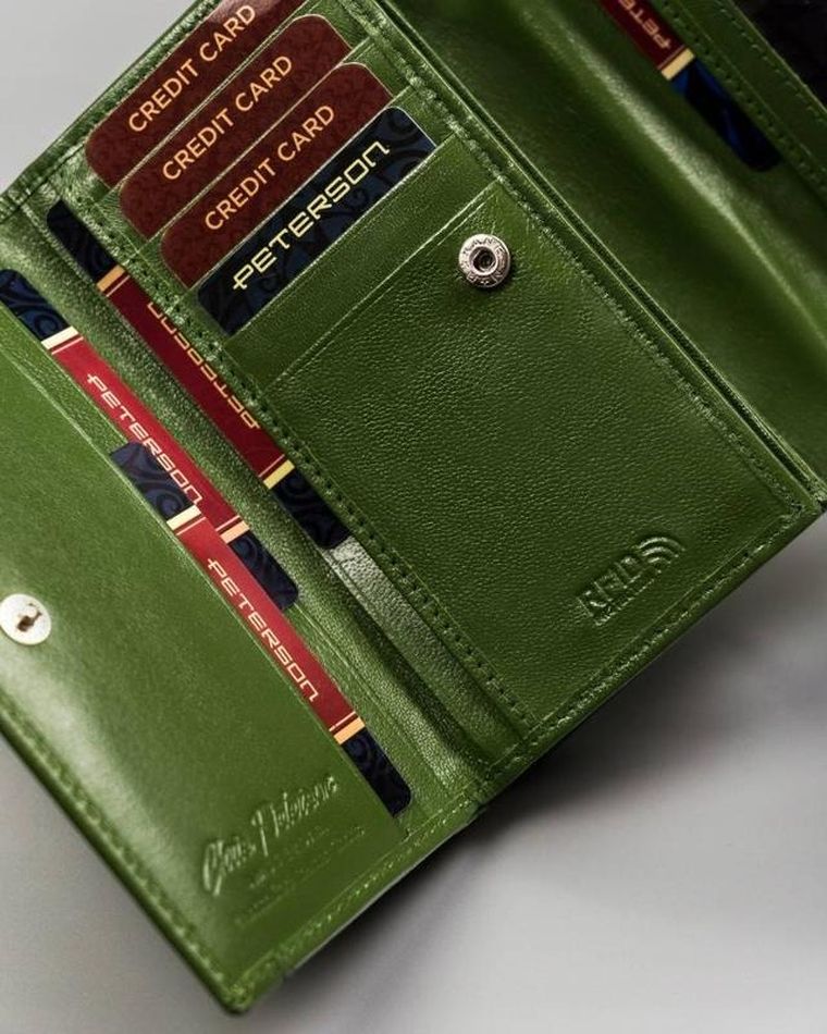 Portfel, zielony, skórzany, Peterson