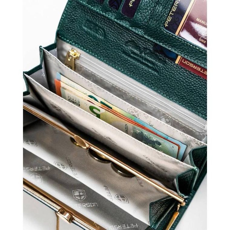 Portfel, zielony, skórzany, Peterson