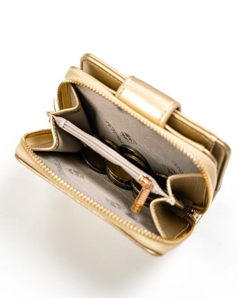 Portfel, złoty, skóra ekologiczna, Peterson