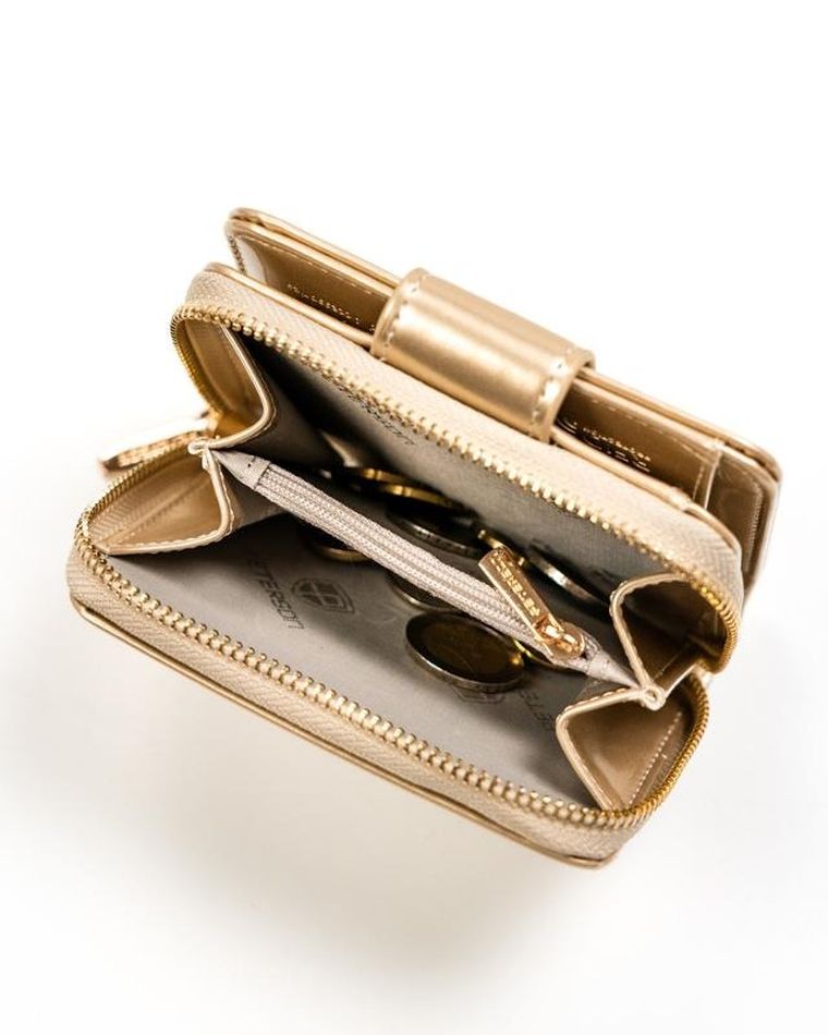 Portfel, złoty, skóra ekologiczna, Peterson