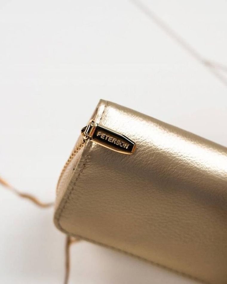 Portfel, złoty, skóra ekologiczna, Peterson