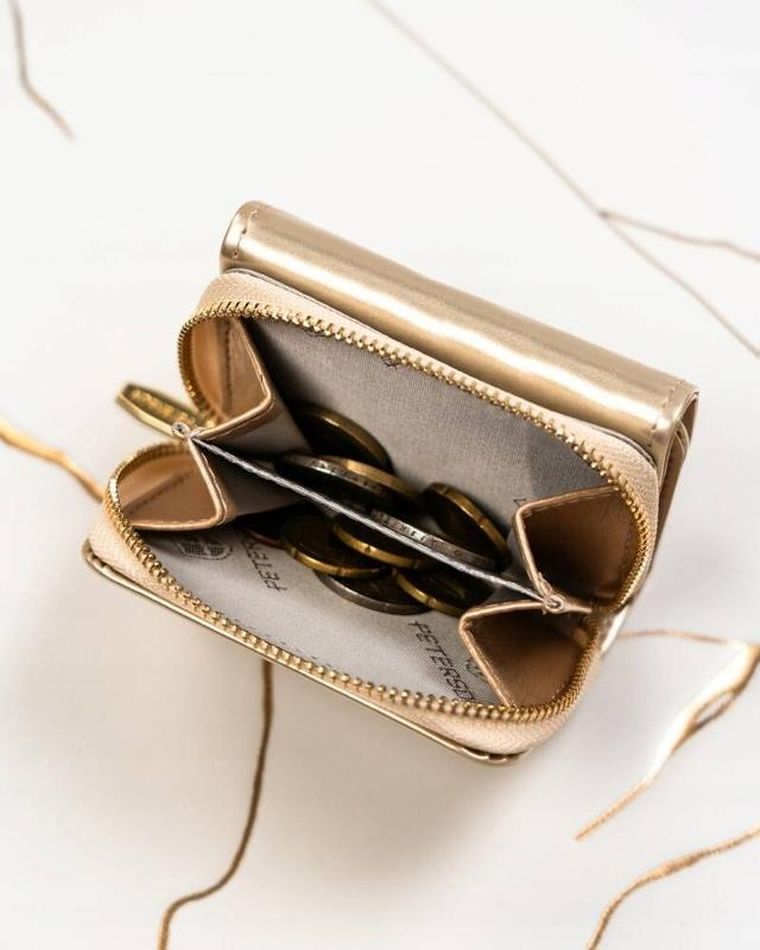 Portfel, złoty, skóra ekologiczna, Peterson