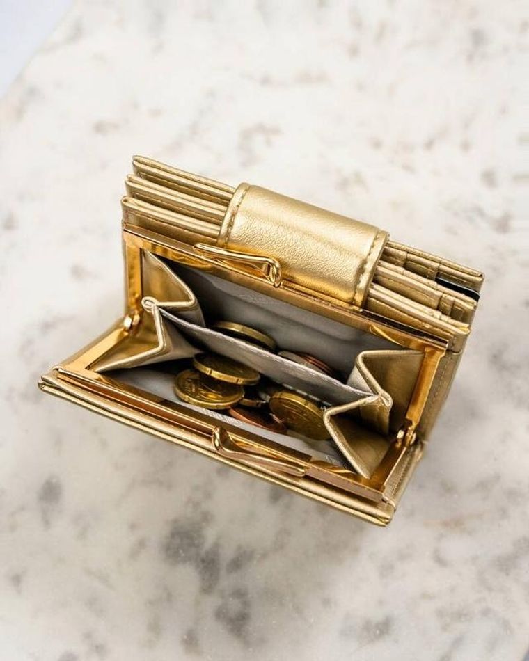 Portfel, złoty, skóra ekologiczna, Peterson