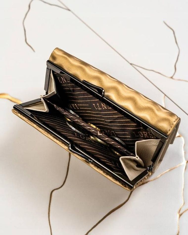 Portfel, złoty, skórzany, Lorenti