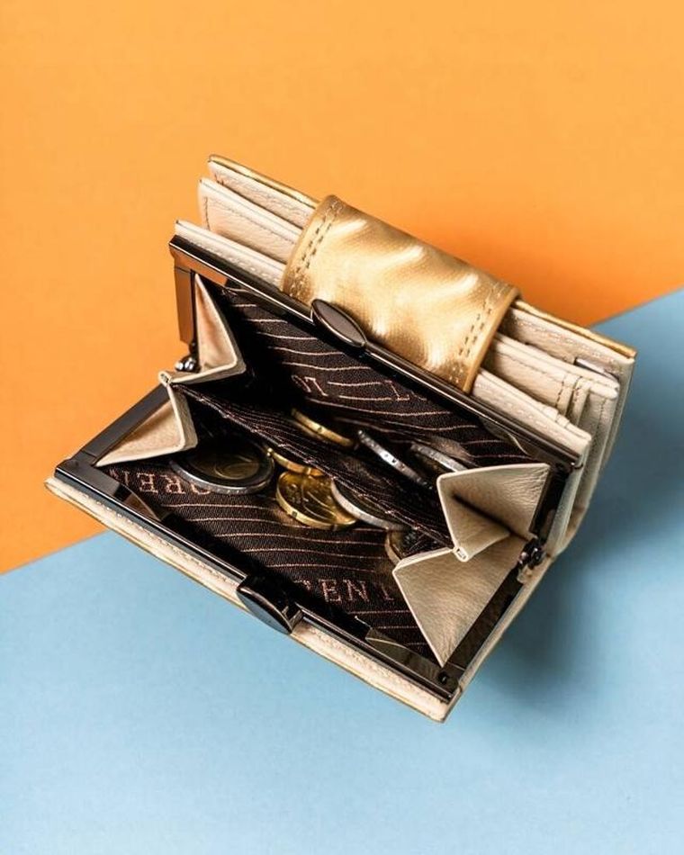 Portfel, złoty, skórzany, Lorenti