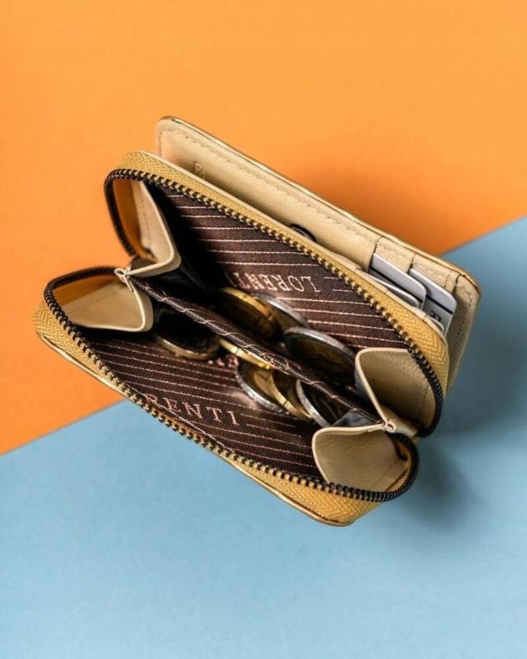 Portfel, złoty, skórzany, Lorenti