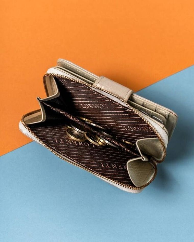 Portfel, złoty, skórzany, Lorenti