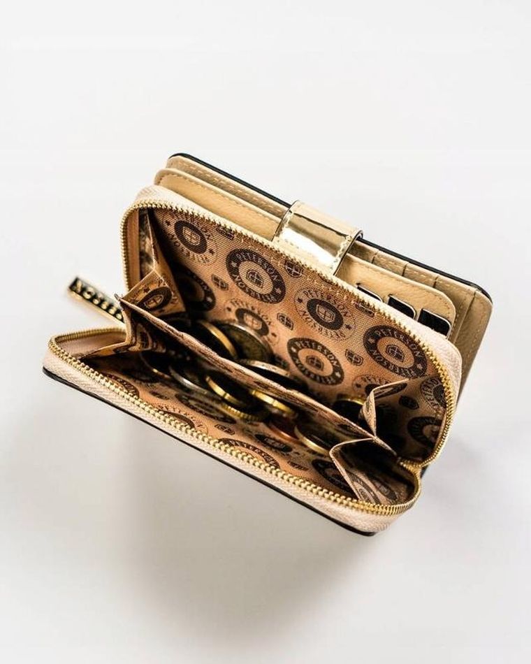 Portfel, złoty, skórzany, Peterson