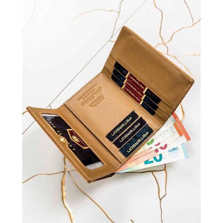 Portfel, złoty, skórzany, Peterson