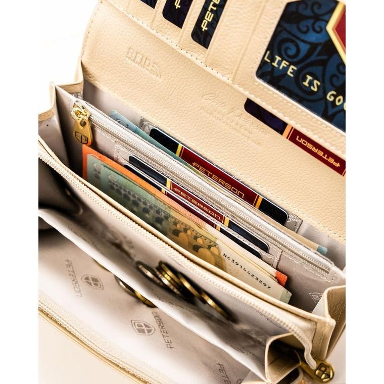 Portfel, złoty, skórzany, Peterson