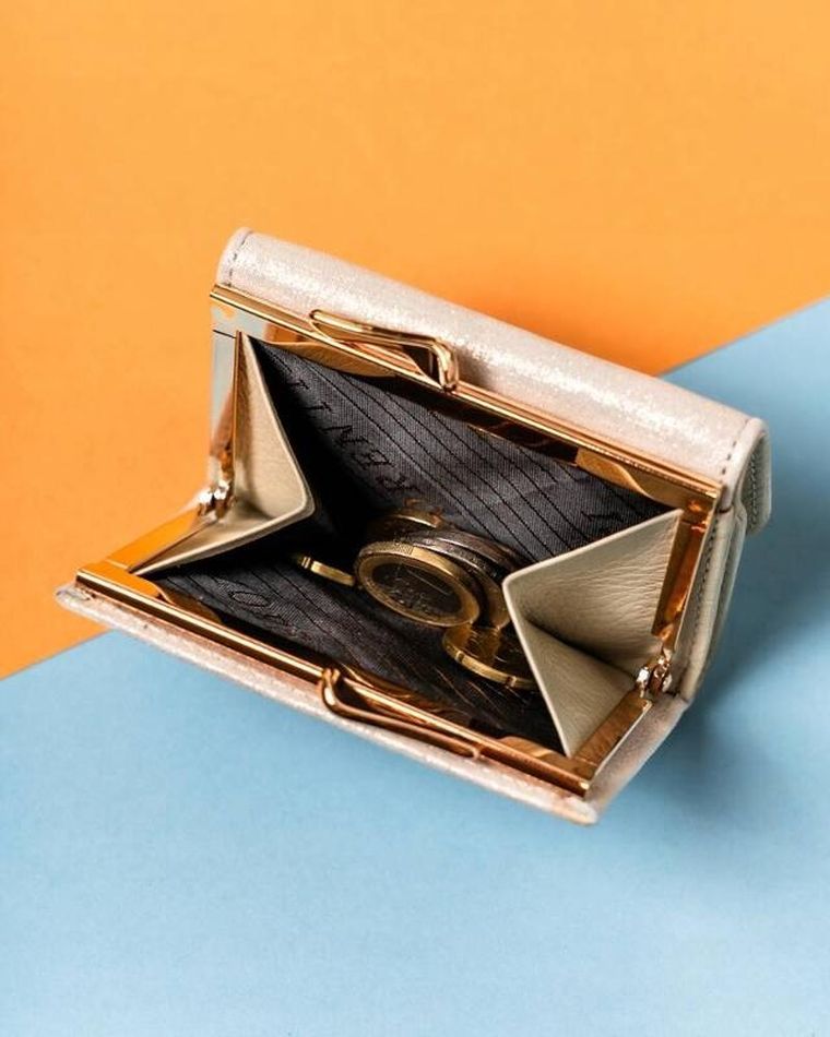 Portfel, złoty, skórzany, RFID, Lorenti