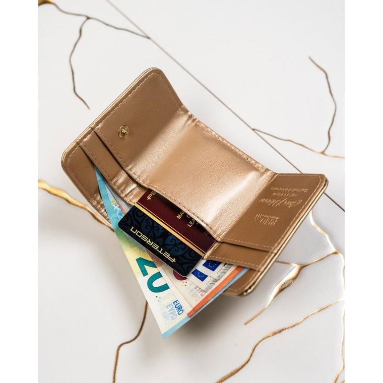Portfel, złoty, skórzany, RFID, Peterson