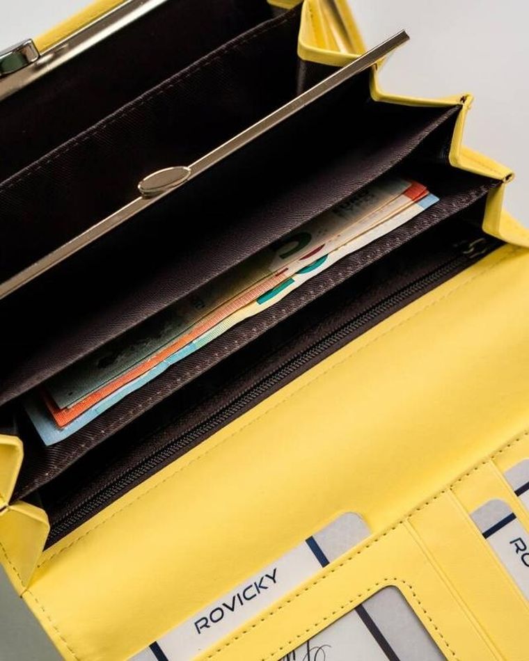 Portfel, żółty, skóra ekologiczna, RFID, Cavaldi