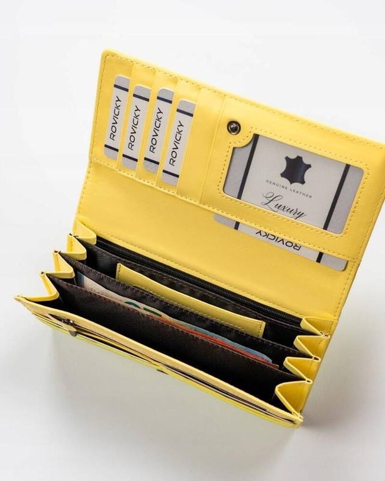 Portfel, żółty, skóra ekologiczna, RFID, Cavaldi