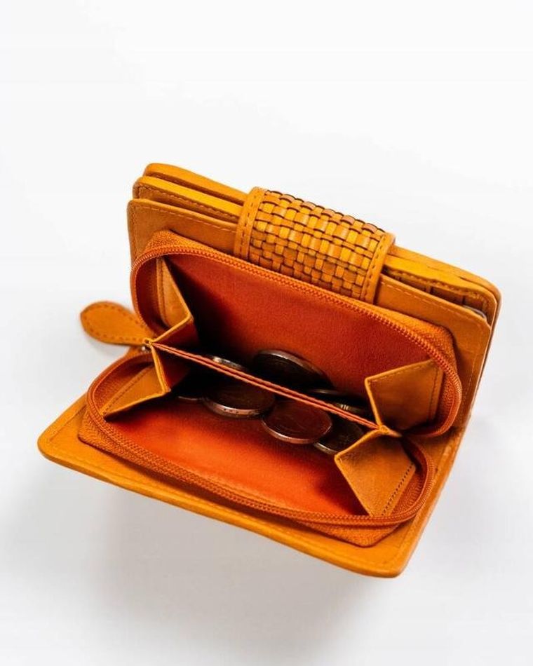 Portfel, żółty, skórzany, RFID, Rovicky