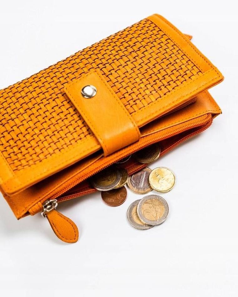 Portfel, żółty, skórzany, RFID, Rovicky