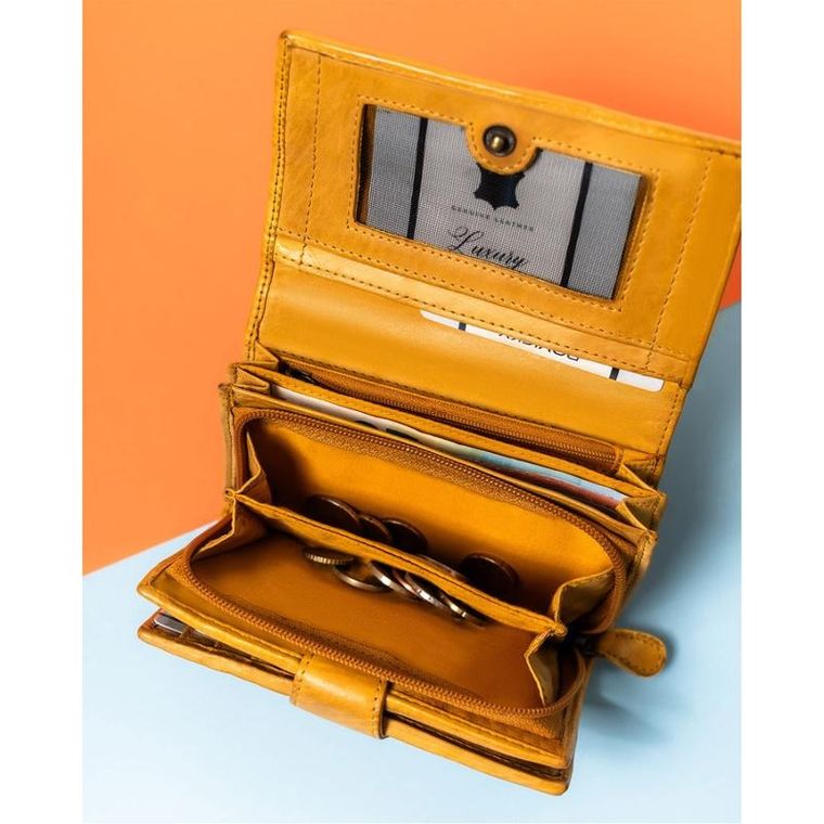 Portfel, żółty, skórzany, Rovicky
