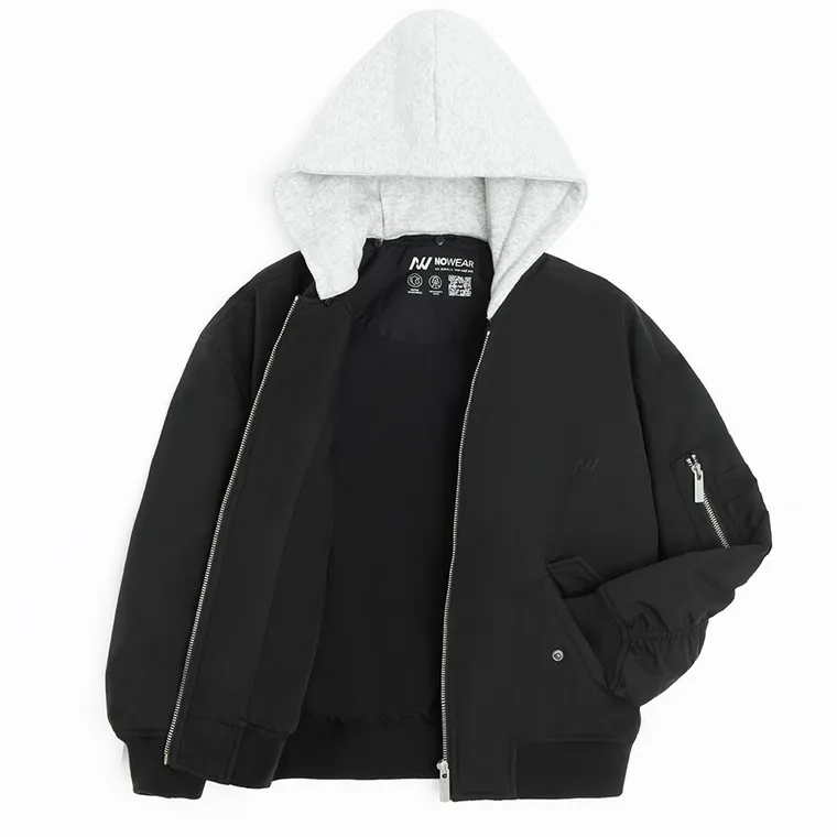 Przejściowa kurtka bomberka unisex z odpinanym kapturem NOWEAR