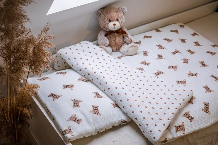 Pulp, Misie, 2-częściowy komplet pościeli, muślinowy, 135-100 cm