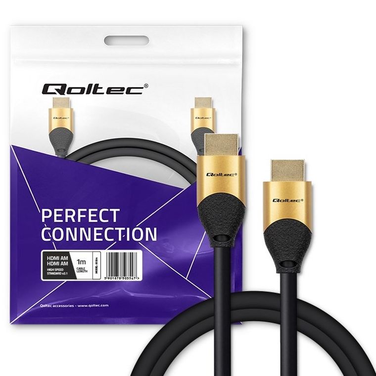 Qoltec, kabel HDMI, v2.1 Ultra High Speed, 8K 60 Hz, 30 AWG, gold