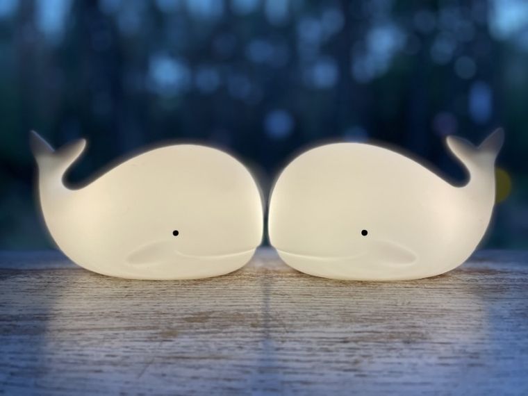 Rabbit & Friends, Wieloryb, lampka silikonowa z pilotem, biała