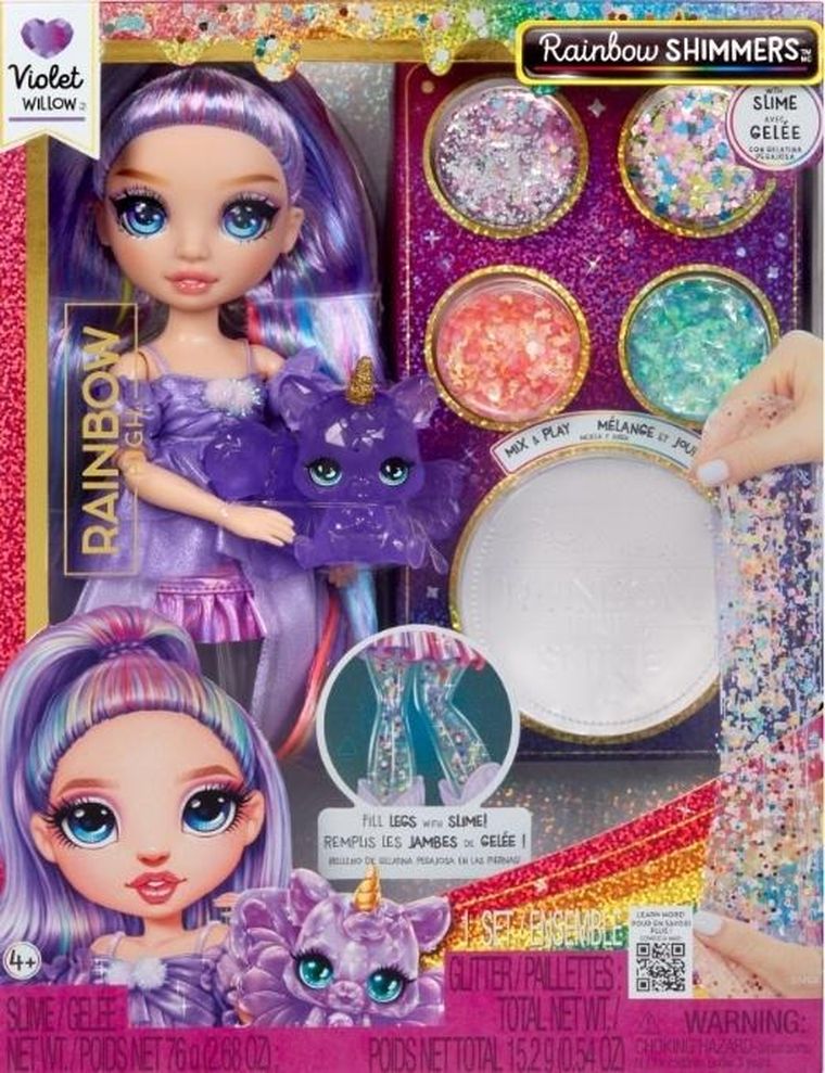 Rainbow High, Shimmers with Slime, Violet, lalka modowa z masą plastyczną