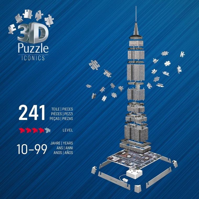 Ravensburger, Iconics, Empire State Building, puzzle 3D LED, 224 elementy