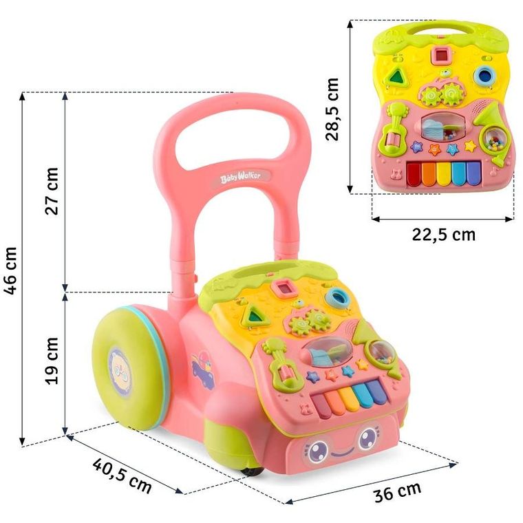 Ricokids, chodzik edukacyjny z muzyką 2w1, różowy