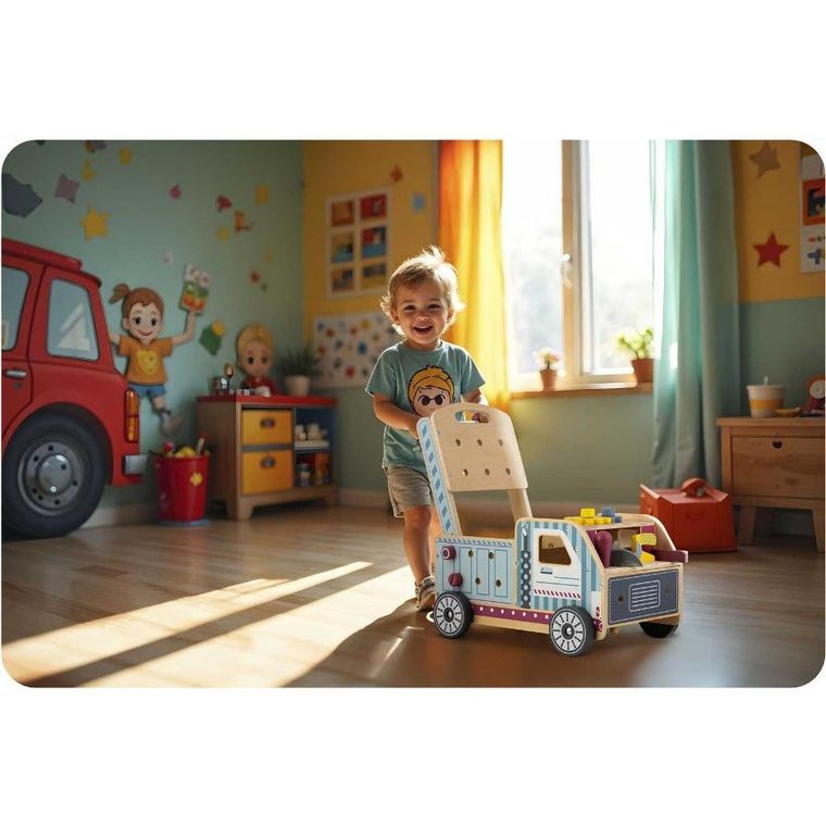 Ricokids, drewniany chodzik, pchacz z narzędziami