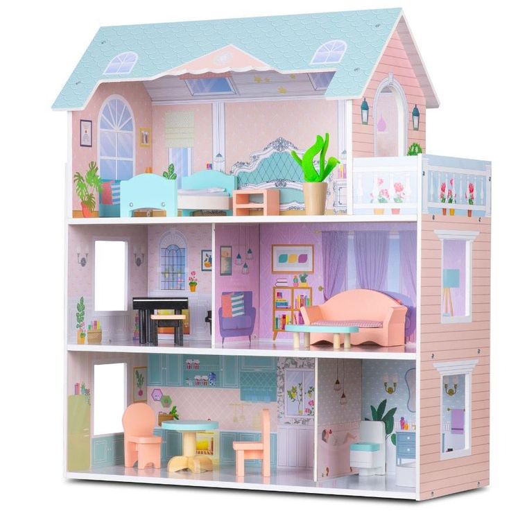 Ricokids, drewniany domek dla lalek, 3-piętrowy