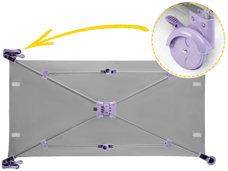 Ricokids, łóżeczko turystyczne, z materacem i torbą, szaro-lawendowe