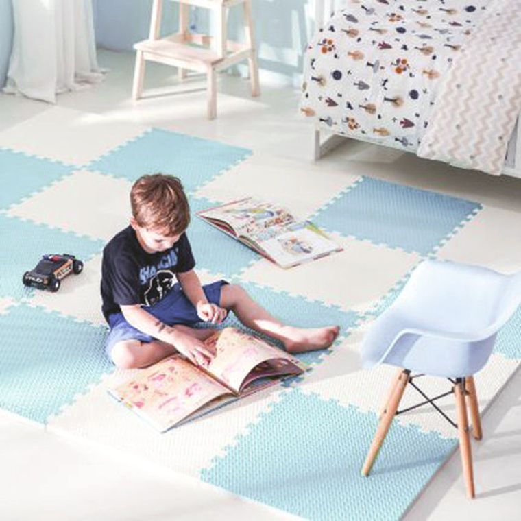 Ricokids, mata piankowa, puzzle, niebiesko-biała, 4 elementy, 60-60 cm