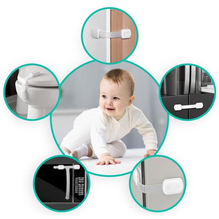 Ricokids, zabezpieczenie otwierania szafek, białe, 6 szt.