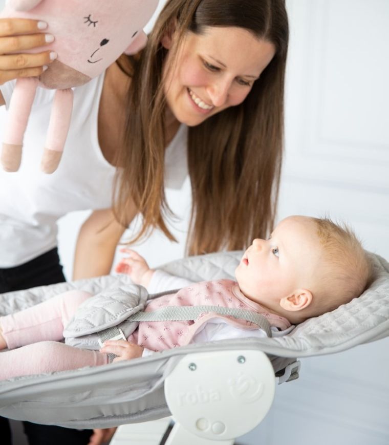 Roba, Born Up, krzesełko do karmienia z leżaczkiem, 2w1, białe